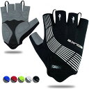 Souke Sportsサイクルグローブ メンズ 3Dパッド付 バイク グローブ 指切り 自転車手袋 吸汗速乾 サイクリンググローブ 通気性 ロードバイク グロ...