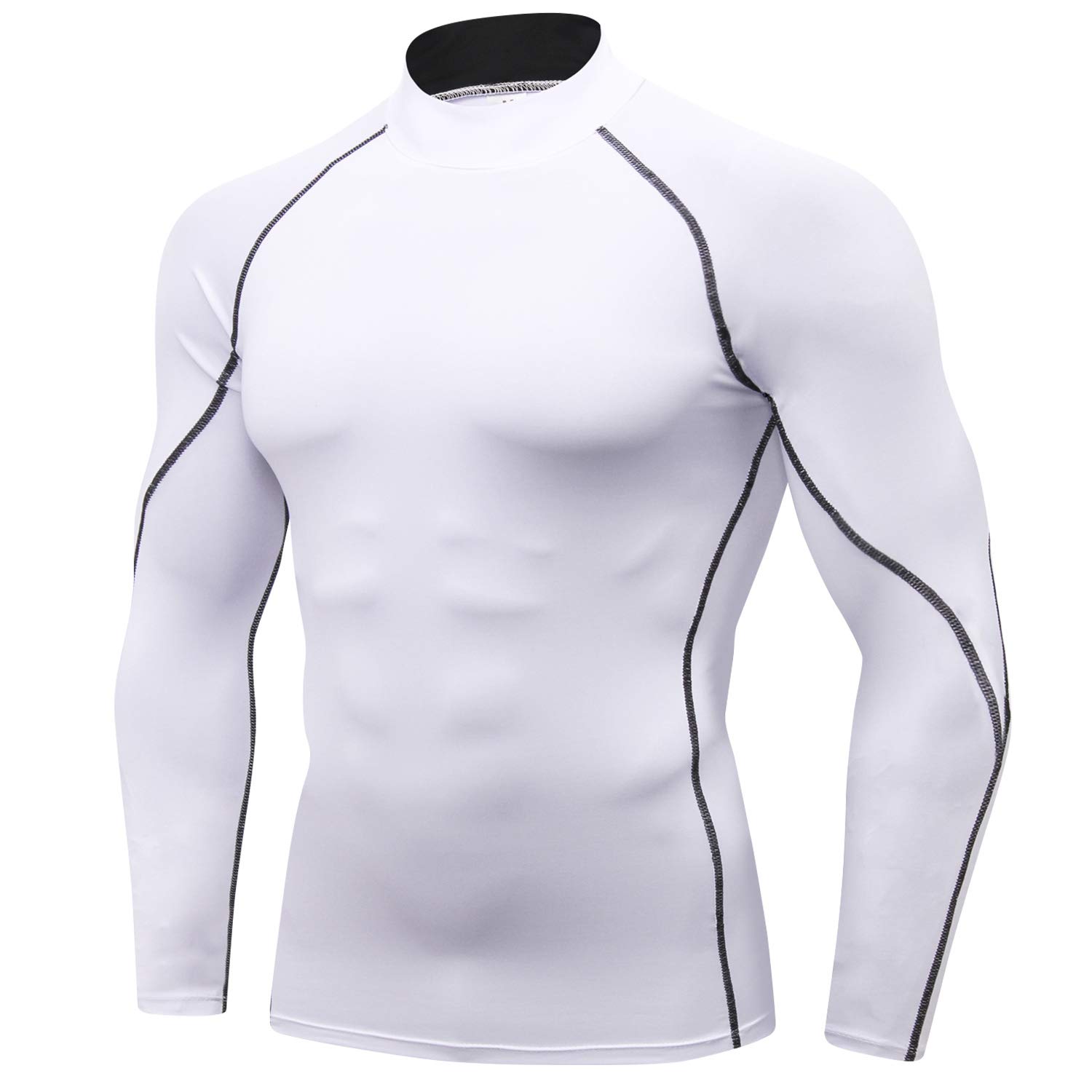 【送料無料】[Sillictor] スポーツインナー メンズ 長袖 ハイネック コンプレッション トップス スポーツシャツ パワーストレッチ アンダーシャツ [UVカット・冷感速乾] 1058wh-L