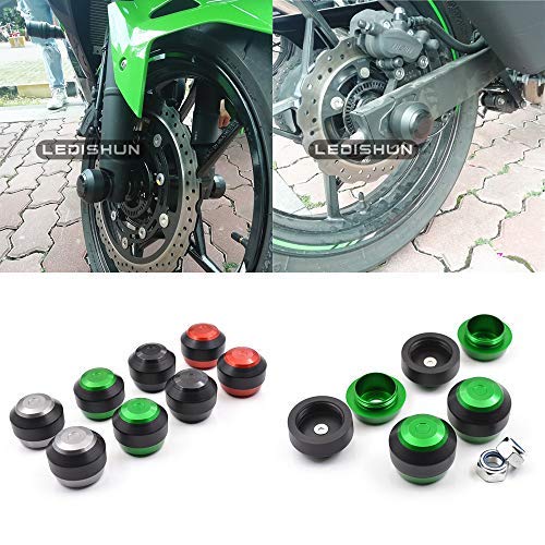 LEDISHUN アクスルスライダー カワサキ ニンジャ Ninja400 Z400 2018-2020 に適用 オートバイ 用 アクスル スライダー フロント＆リア セット (緑)