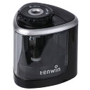Tenwin 電動鉛筆削り コンパクト 人気シャープナー ミニタイプ 手動 両用 鉛筆削りコードレス 6-8mm鉛筆適用 乾電池 太軸 単三電池 2A電源供給 ムダ削り防止 小学生 子供 子ども 学習 学校 事務用 ブラック