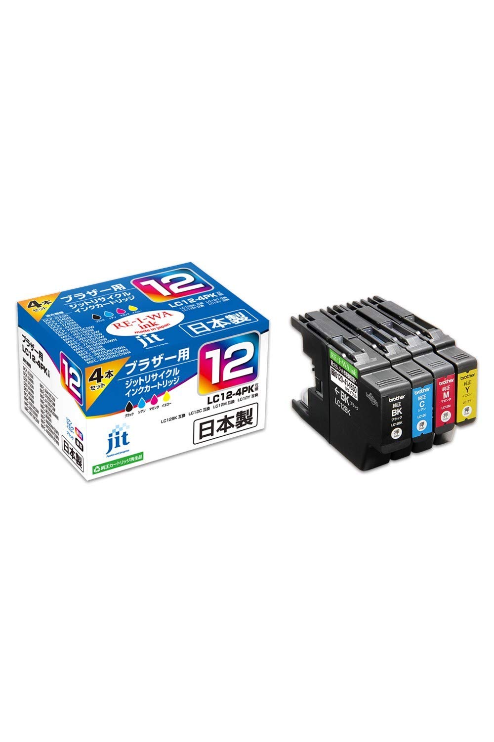 ジットブラザー(brother) LC12-4PK 対応 4色セット リサイクルインク 日本製JIT-NB124P