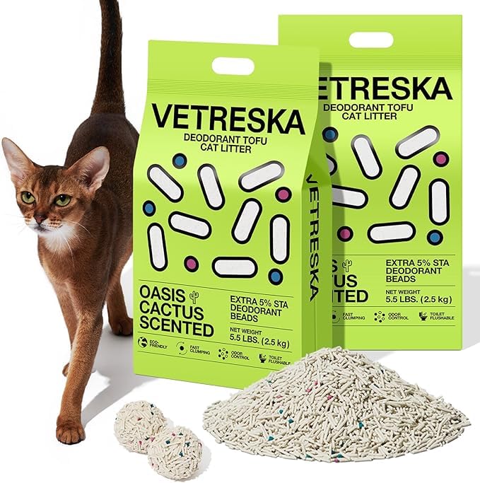 【送料無料】VETRESKA おから猫砂 固まる トイレ流せる 脱臭 抗菌 超吸収性 0.3秒凝固 天然素材 低粉塵..