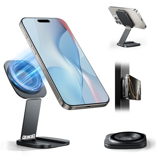 【送料無料】nediea スマホスタンド マグネット 卓上用 スマホホルダー Mag Safe対応 折りたたみ式 携帯スタンド 両面マグネット マグネットスタン...