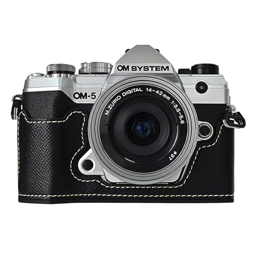 【送料無料】Rieibi PUレザーハーフケース、オリンパス OM-5/オリンパス OM-D E-M5 Mark III カメラケース用、オリンパス OM システム OM-5/E-M5 Mark III ケース用保護ケース