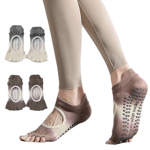 【送料無料】[Tuainge] ヨガソックス 5本指 滑り止め付き ピラティス 靴下 グリップソックス ピラティ..