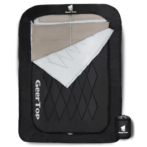 【送料無料】Geer Top 寝袋 2人用 シュラフ 封筒型 敷き布団 防寒 保温 厚手 洗い可能 コンパクト アウ..