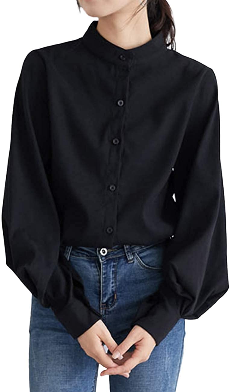 【送料無料】[ADKASS] シャツ レディース ブラウス レトロ パフスリーブ 長袖 とろみシャツ トップス ゆったり 大きいサイズ おしゃれ トップス カットソー プルオーバー フォーマル 着痩せ 体型カバー カジュアル 無地 通勤 フォーマル 春 秋