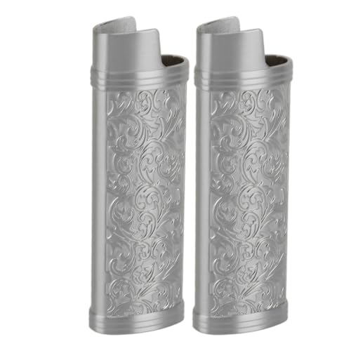 【送料無料】J-ouuo 2 個のライターケースカバーヴィンテージスタイル花柄スタンプ亜鉛合金シェルライ..