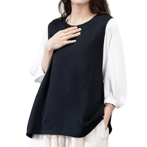 【送料無料】[iito.seasons] ブラウス レディース シャツ 切り替え 七分袖 ゆったり トップス パフスリーブ 重ね着風 可愛い 着痩せ カジュアル 普段着 通勤 OL 春 夏 秋