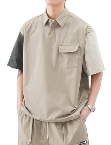 【送料無料】[Liaziong] ポロシャツ メンズ 半袖 大きいサイズ 夏服メンズ tシャツ大きいサイズメンズ カジュアルおしゃれかっこいい 薄手 ゆったり 襟付き 部屋着 メンズ ポケット付き ポロシャツ人気 春 夏 秋(4)