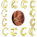 【送料無料】Jstyle 【12点セット】 イヤーカフ レディース 人気 ジュエリー 耳 カフ ピアス 女性 非 ピアス 14K ゴールド 軟骨 ピアス 調節可...