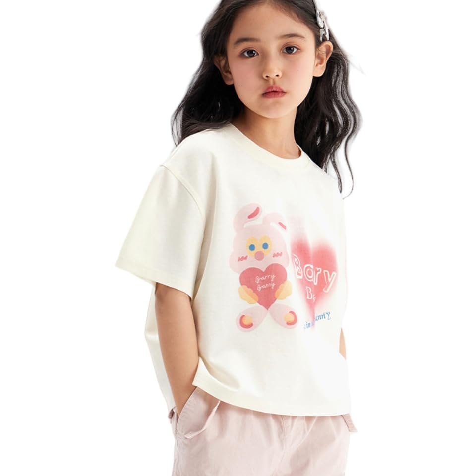 【送料無料】[Barry Banny] キッズ tシャツ 半袖 子供服 女の子 ガールズTシャツ かわいい ウサギ ラウンドネック 夏 トップス カジュアル 通園 通学 普段着 小学生 中学生 120 130 140 150 160 165cm