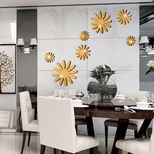 【送料無料】Yodilala 貼れる鏡 3D小さな花 アクリル壁ステッカー花 リビングルーム ソファ バスルーム..