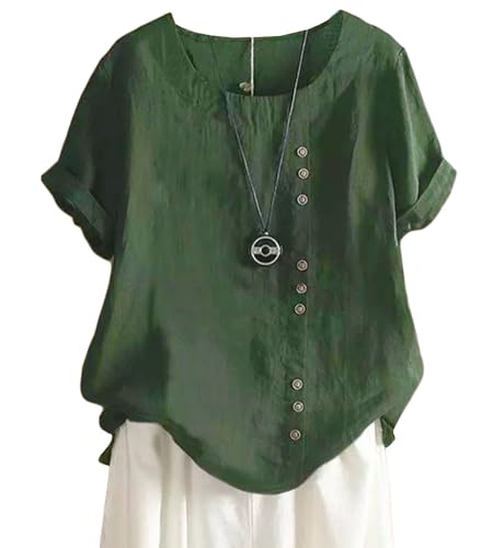 【送料無料】[Muzly] tシャツ ブラウス トップス レディース 夏 半袖 ゆったり 無地 シンプル 飾りボタン(4)