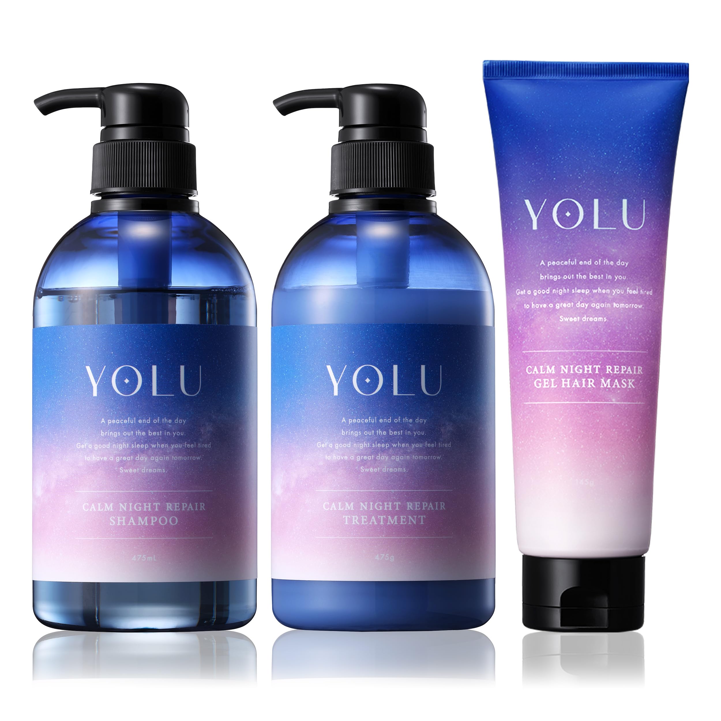 【送料無料】YOLU シャンプー トリートメント ヘアオイル セット 色：カームナイトリペア、サイズ：ヘ..