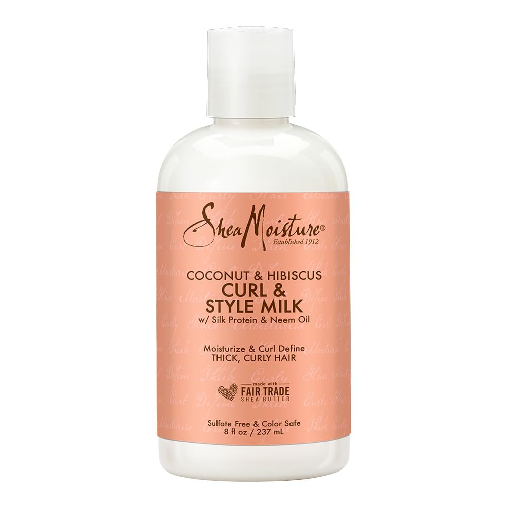 【送料無料】Shea Moisture Coconut & Hibiscus Curl & Style Milk 8oz サイズ：237ミリリットル (x 1)