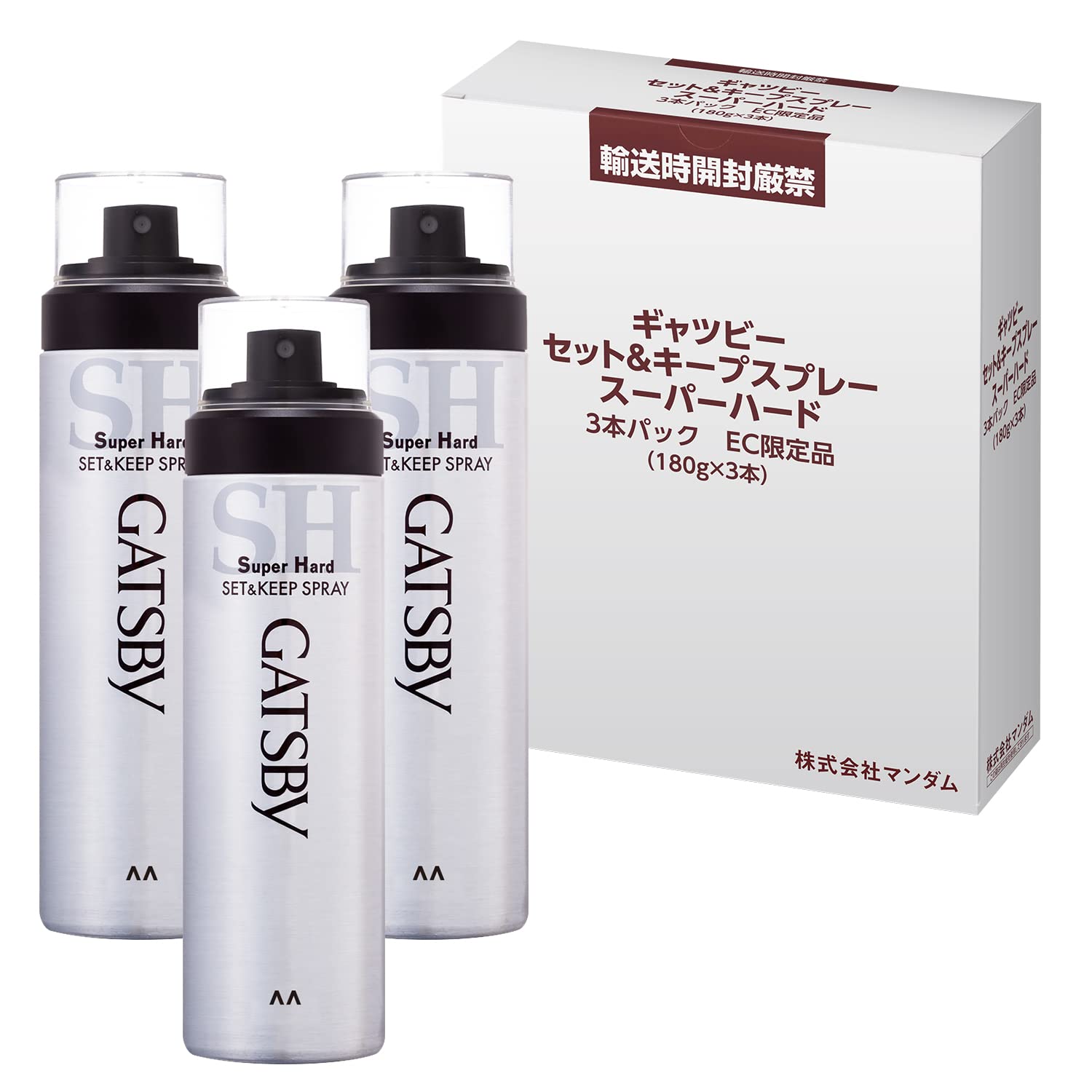 【送料無料】【限定】 GATSBY(ギャツビー) セット&キープスプレー スーパーハード メンズ スタイリング剤 ヘアスプレー アテンションラベルレス仕様 単品 180グラム (x 3) 色：クリア、サイズ：180グラム (x 3)