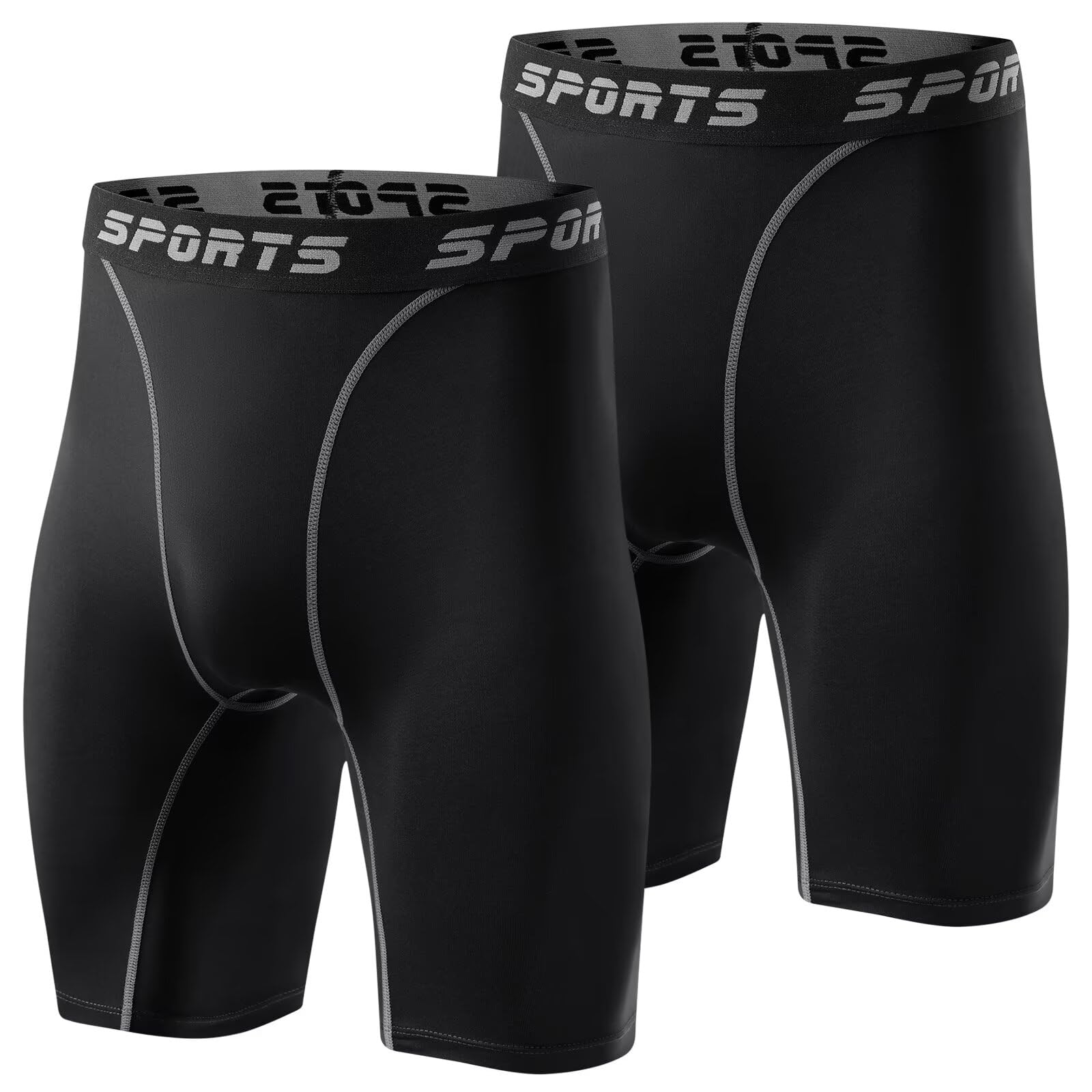 【送料無料】[Sillictor] コンプレッション ショーツ メンズ ショート スポーツ タイツ レギンス スパッツ [UVカット + 吸汗速乾] 1、2、3点セット 色：2枚セット3325ブラック、サイズ：L