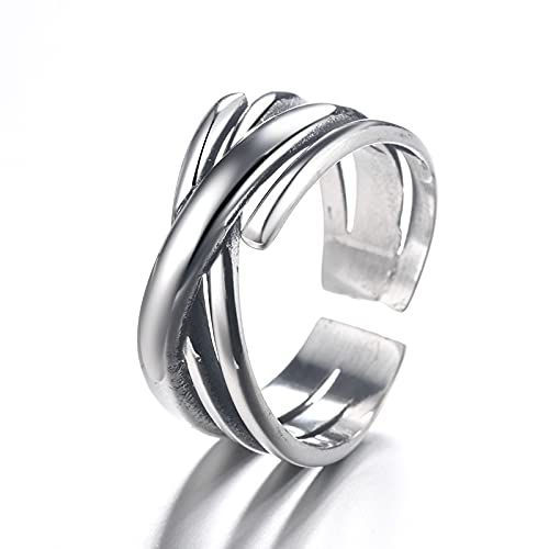 【送料無料】[Rockyu] 指輪 レディース シルバー おしゃれ リング フリーサイズ チタンリング 多連指輪..