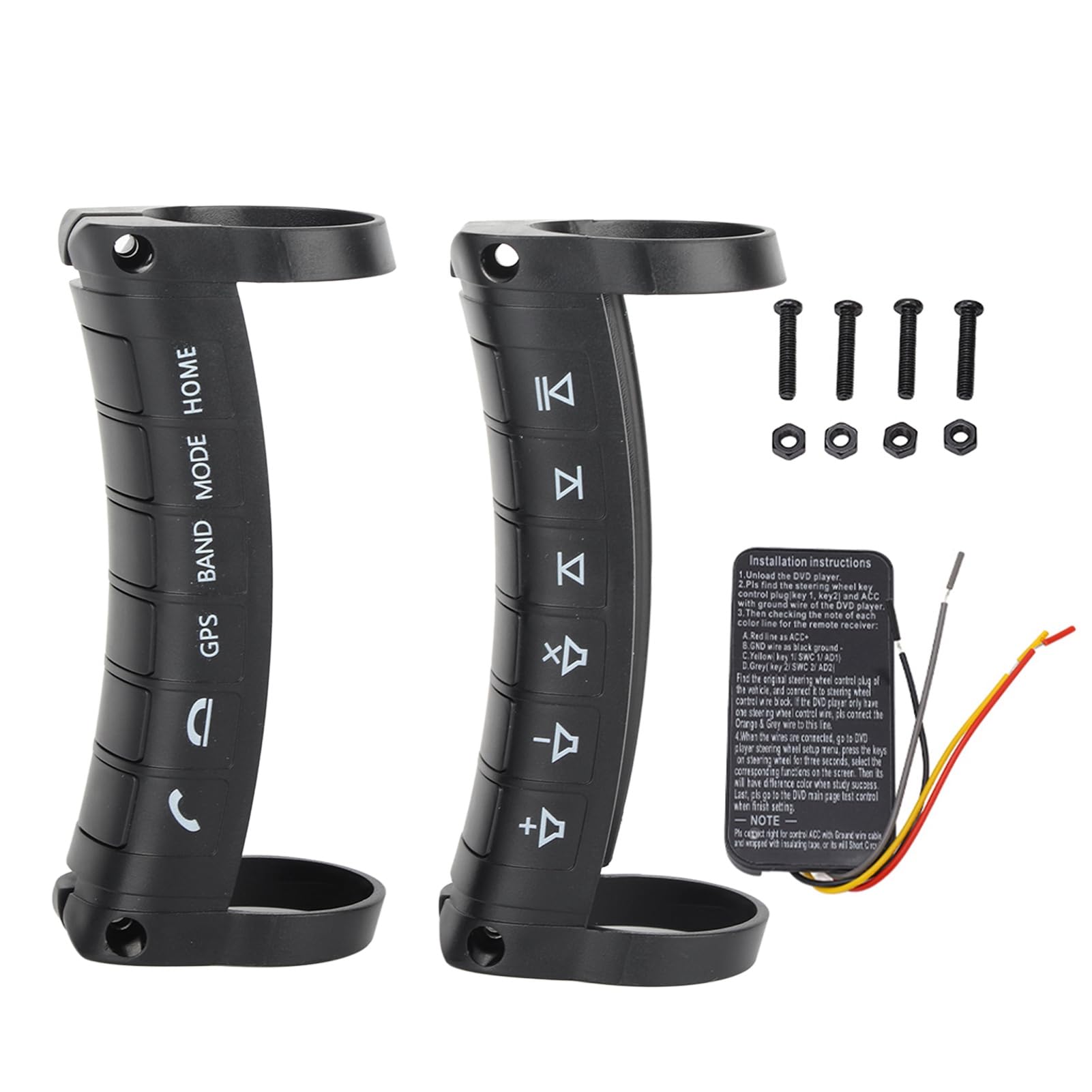 【送料無料】Akozon ステアリングコントローラー ユニバーサル カー ステアリング ホイール リモート コントロール DVD ナビゲーション ボタン コントローラー 車 改造アクセサリー ブラック 色：ブラック、サイズ：normal