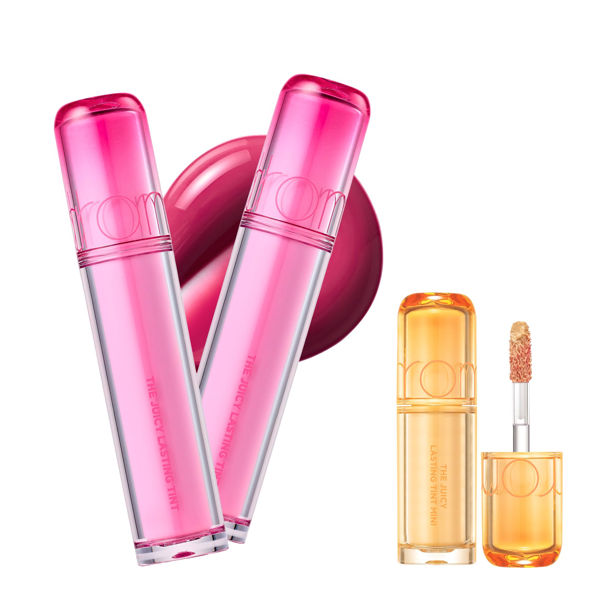 【送料無料】[rom&nd/ロムアンド] ザ ジューシーラスティングティント 高発色 色落ちしない 韓国コスメ 口紅 ツヤ感 リップ ティント ツヤプルリップ (21 グレープボム 2ea + 09 ワイルドペアー1ea)