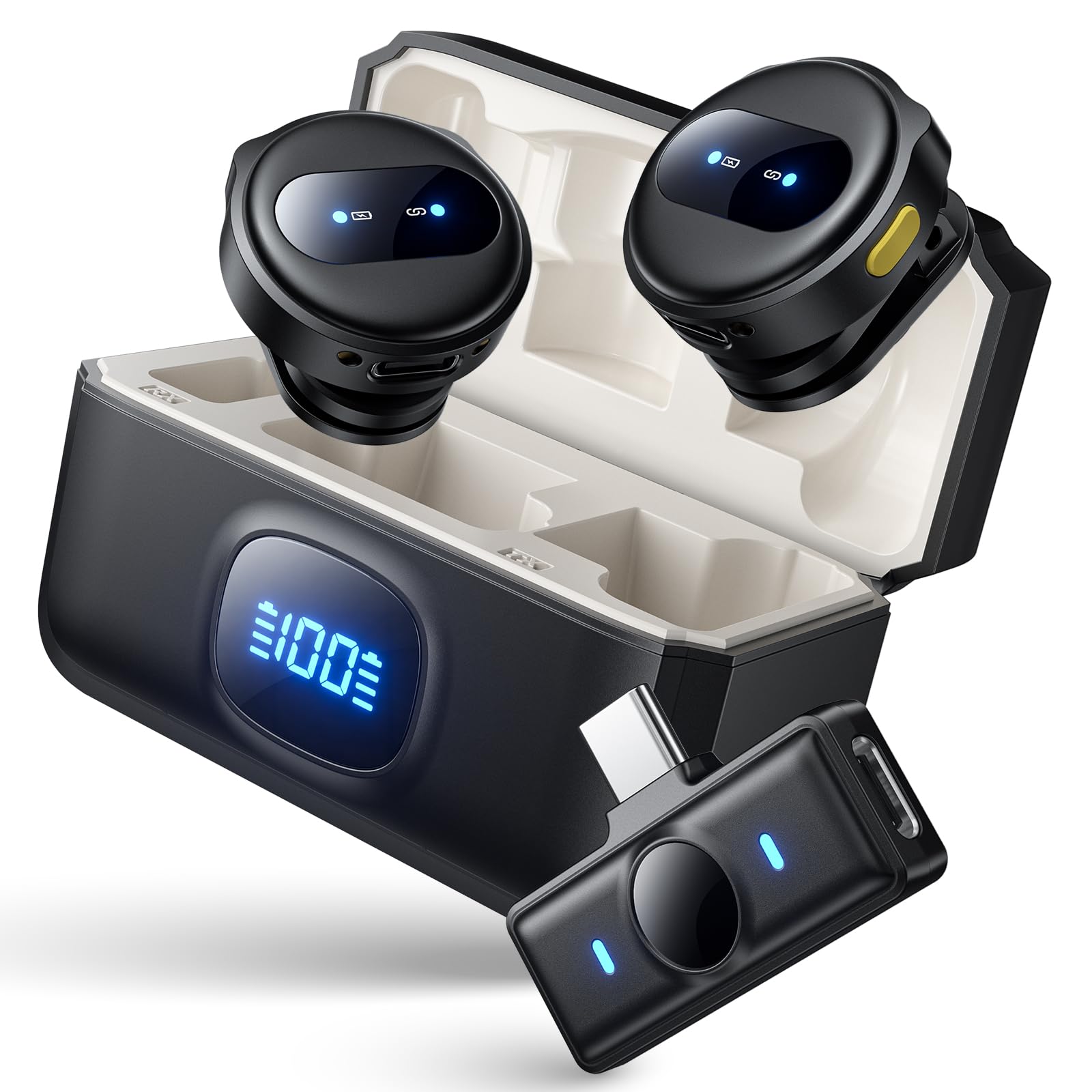 【送料無料】【2025業界新型】ピンマイク ワイヤレス iPhone/iPad/Android/PC対応 2人同時使用 瞬時接..