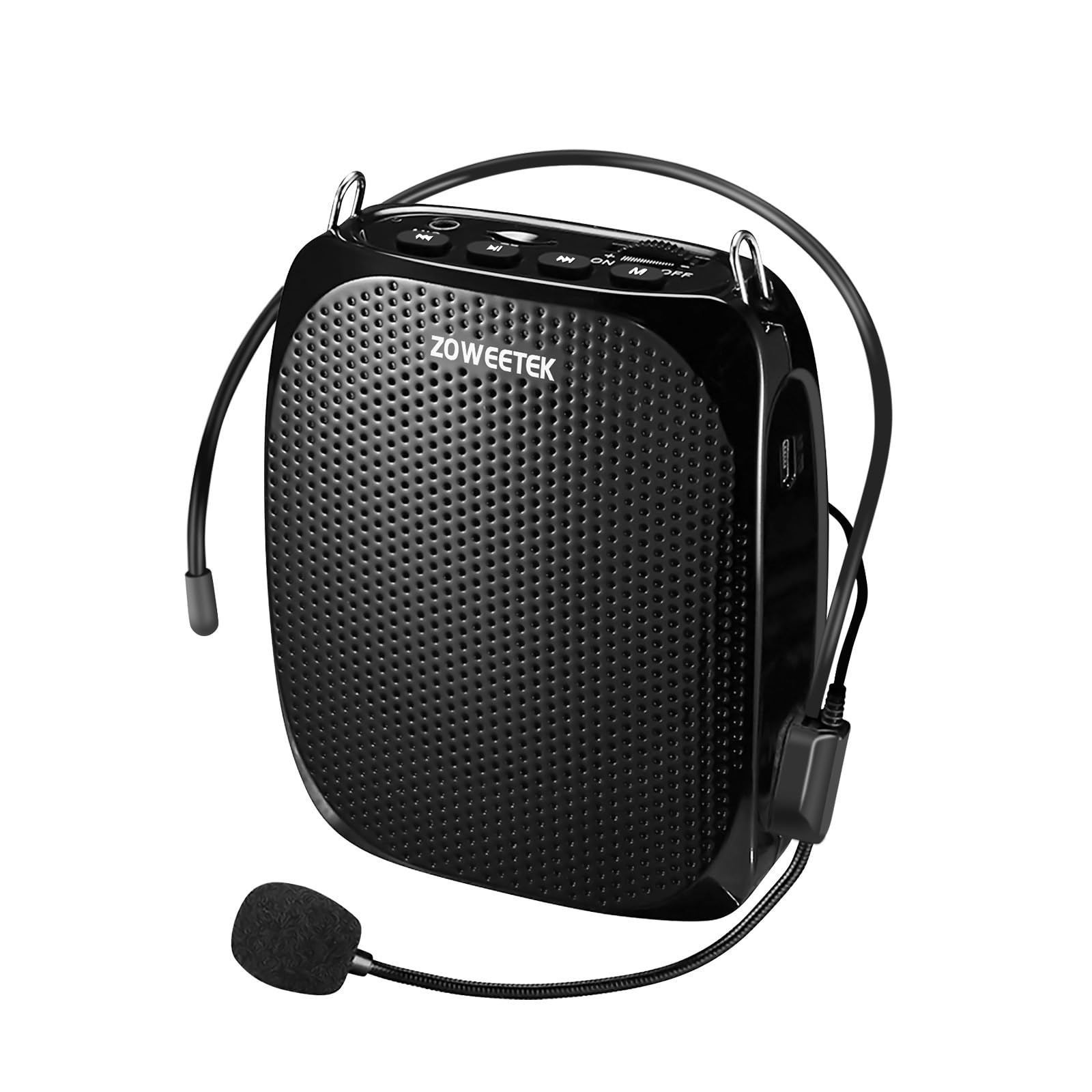 【送料無料】ZOWEETEK 拡声器 ハンズフリー ポータブル拡声器 小型 ミニ 原音再生 大音量 メガホン 有線マイク型付き 原音再生 USBメモリー・microSDカード対応 ヘットマイク拡声器 イベント、講演、運動会、店頭販売、街頭演説、観光ガイドなどに最適！！（黒 ）