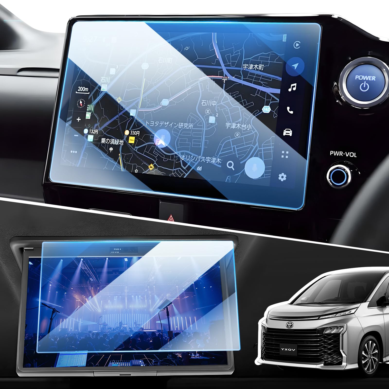 商品情報商品の説明主な仕様 【適合車種】2022年発売のトヨタの新型ノア/ワークス第4世代90シリーズ10.5インチオーディオディスプレイに適合、日常の様々なリスクからカーナビ画面を守ります。パッケージ内容：10.5インチナビ保護フィルム(1枚) +13.2インチ 後部モニター 保護フィルム(1枚) +クリーニングキット。【9H高硬度ガラスフィルム】ノア90シリーズのフィルムは9Hの高硬度素材を採用し、ガラスを補強することで外界からの衝撃（キーや硬いものなど）を吸収し、画面へのダメージを最小限に抑えます。 貼った事で傷が付かない安心感で生まれました。【貼り付けが簡単】ナビ保護フィルムは、説明書と固定用シールがセットになったキットが付属していますので、初心者の方でも簡単に貼り付けることができます。 ホコリや汚れがあると気泡が入ることがあります。 貼る時に空気が入っても少し剥がし貼り直せば大丈夫です。後は綺麗になっています。【指紋や汚れを軽減】 表面は防水・撥油・防汚加工が施されており、指紋や汚れが付きにくくなっています。 日常生活でカーナビゲーションを使用する際、画面に指紋や汚れが付いても、湿らせたペーパータオルで拭き取るだけでOK。【高精細でクリア】高精細な透明度と99％以上の光透過率により、本来の画質を損なわず、強化ガラスが透明な光沢を生み出し、スクリーン本来の鮮やかな画質を楽しみ、快適な視聴体験をもたらします。【シルクのような手触り】90シリーズのヴォクシー保護フィルムは、滑らかなタッチと高感度を高めるように設計されており、指先が簡単かつ快適に滑ることができ、本来のスクリーン体験を超えたシルクのような滑らかなタッチを提供します。【信頼できる品質】より完璧な2.5カーブエッジと自動空気抜き技術を備えた新しいカーナビ 保護フィルムは、インストールや製品に関するご質問がある場合は、電子メールでLANGBEANカスタマーサポートに連絡してください、我々は24時間以内に迅速に返信されますので、お気軽にご購入ください。