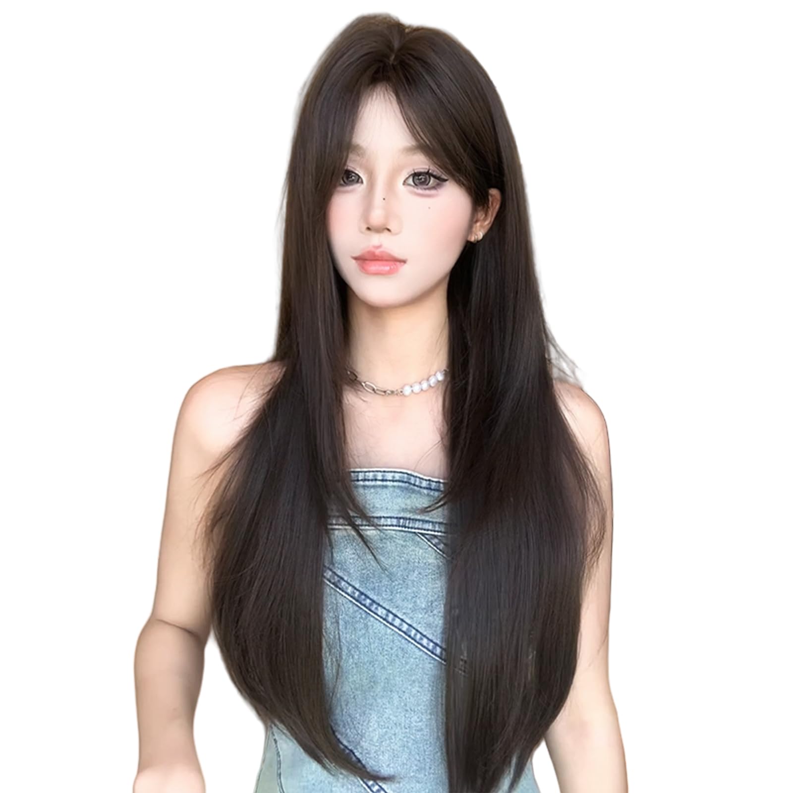 【送料無料】Hanzhuo ウィッグ ロング 黒 黒髪 ストレート ブラック 女装 かつら 自然 フルウィッグ 小顔 地雷女 韓国風 耐熱wig