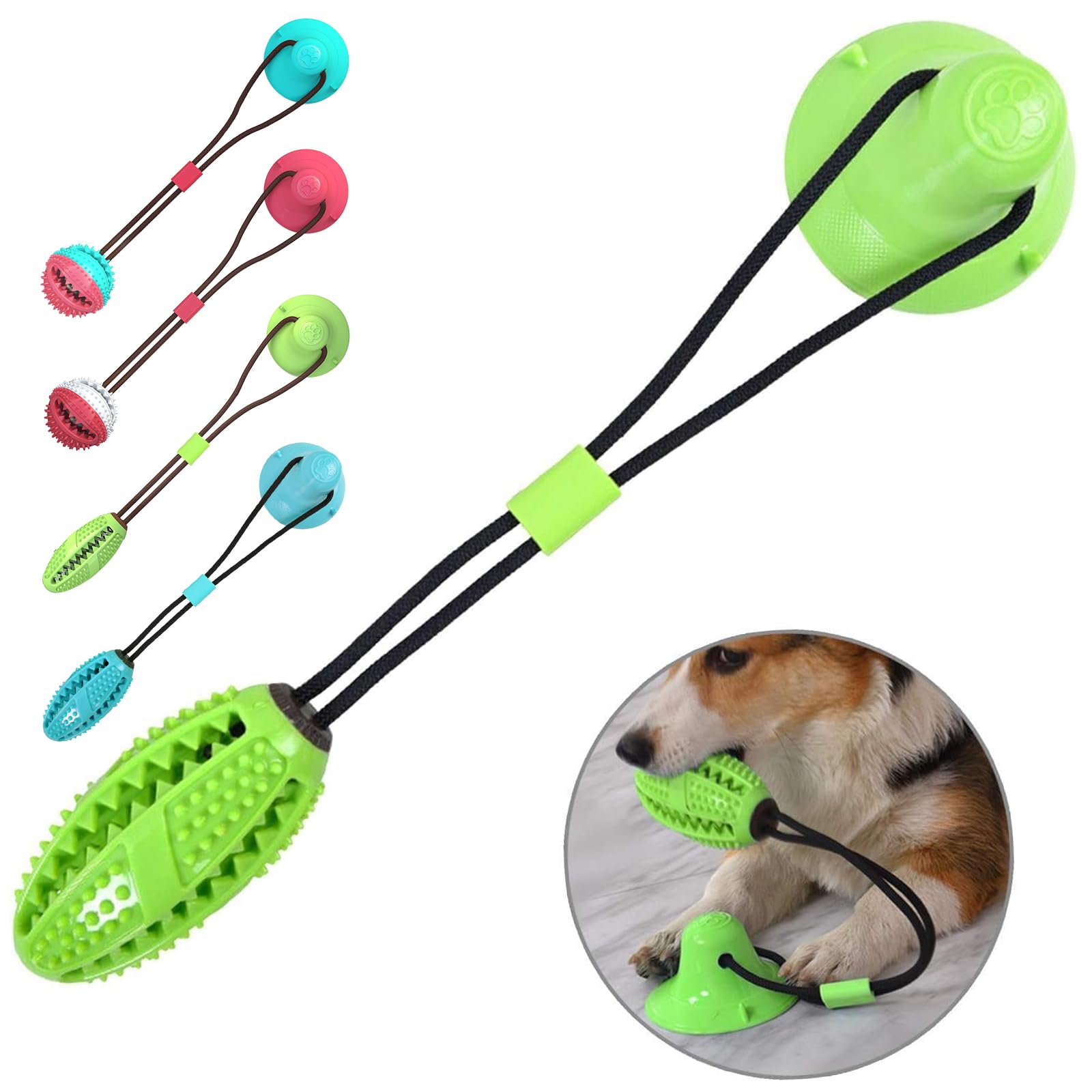 Canplus 犬 噛むおもちゃ 犬のおもちゃのロープで吸盤綱引き 犬の吸盤おもちゃ ロープ付き 吸盤付き 犬..