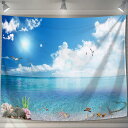 【送料無料】U-SITU タペストリー 壁掛け 壁飾り 青海 青空 自然景色 オシャレ 背景 多機能 布ポスター インテリア 雰囲気転換(サイズ:長さ100cm...