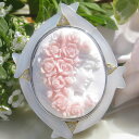 Raffaele Pernice作 コンクシェル カメオ 天然ダイヤモンド0.04ct 白蝶貝 K18 SILVER ペンダント ブローチ【美しい薔薇の髪飾り】