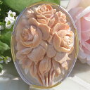希少作品 Ciro Accanito作 コルネリアン シェル カメオ K18 SILVER ペンダント ブローチ 【胸に咲く美しい薔薇の花束】