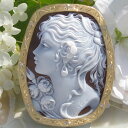 Raffaele Madonna作 サードニクスシェルカメオ 天然ダイヤモンド0.08ct K18 SILVER ペンダントブローチ【薔薇とリボンの髪飾り】(4)