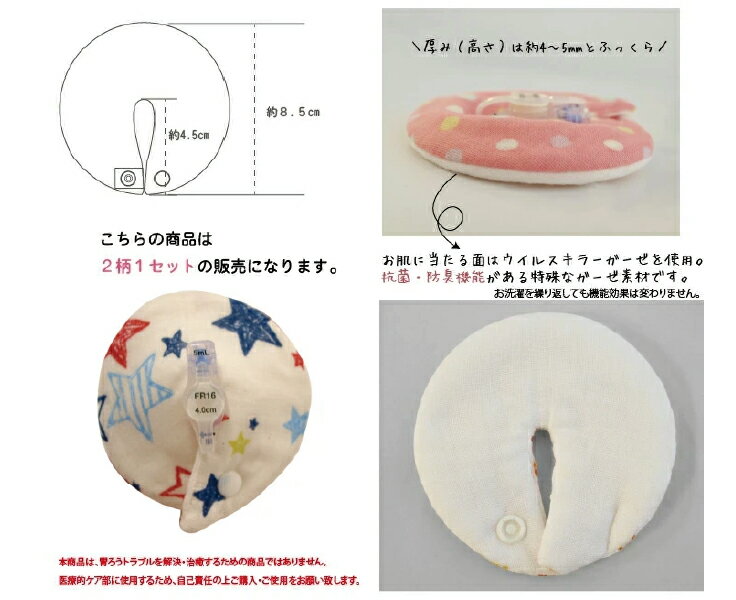 抗アレルゲン・抗ウイルス、抗菌、防臭のウイルスキラーガーゼを使った 胃ろうパッド