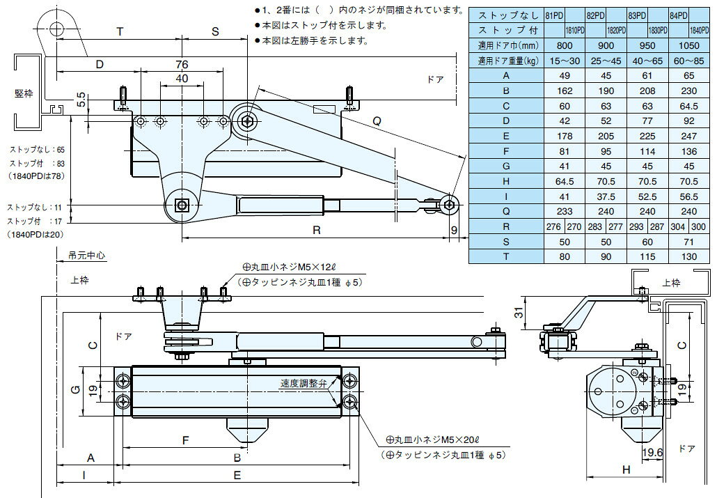 ドアクローザー RYOBI 80シリーズ 「 83PD 」 IV （ アイボリー ） 【 メーカー取...