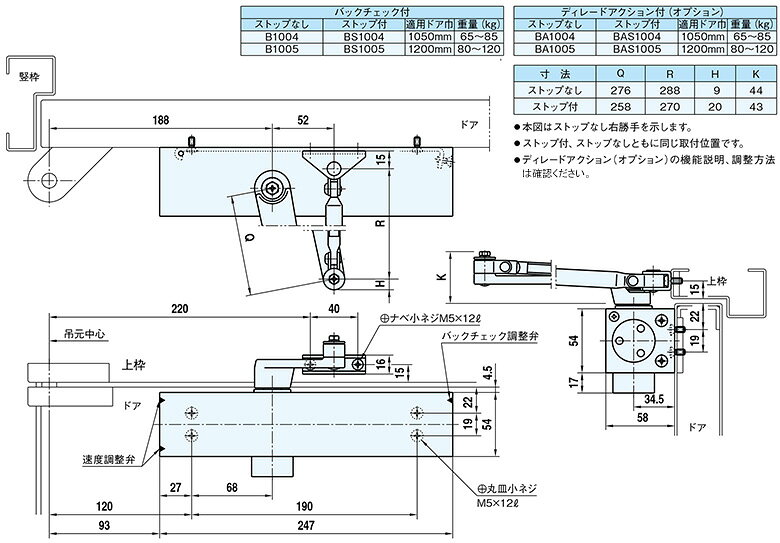 ドアクローザー RYOBI 1000シリーズ 「 BS1004 」 IV （ アイボリー ） 【 メーカ...