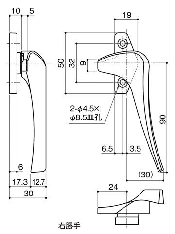 カムラッチハンドル 中西産業 ナカニシ DC-660 右勝手/左勝手