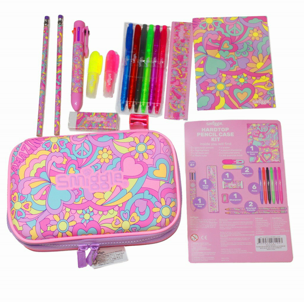 筆箱 文房具 セット smiggle スミグル Good Vibes Hardtop Stationery Kit (Pink) おしゃれ 小学生 女の子 プレゼントに (送料無料 メール便)