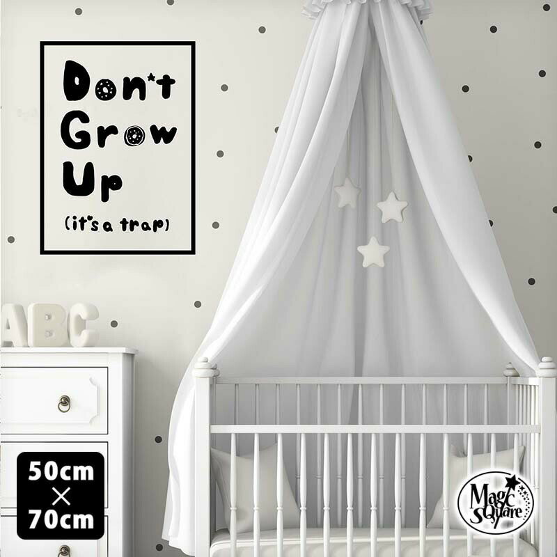 ウォールステッカー 受注生産 【Don 039 t grow up (It 039 s a trap) ドーナツ】パネルサイズ(50×70cm) 転写式 パネルステッカー モノトーン モノクロ 壁紙 北欧 英字 アート デザイン かわいい おしゃれ DIY パネル 絵画 ポスター 名言 格言 Little Pop Studios好きさんに♪