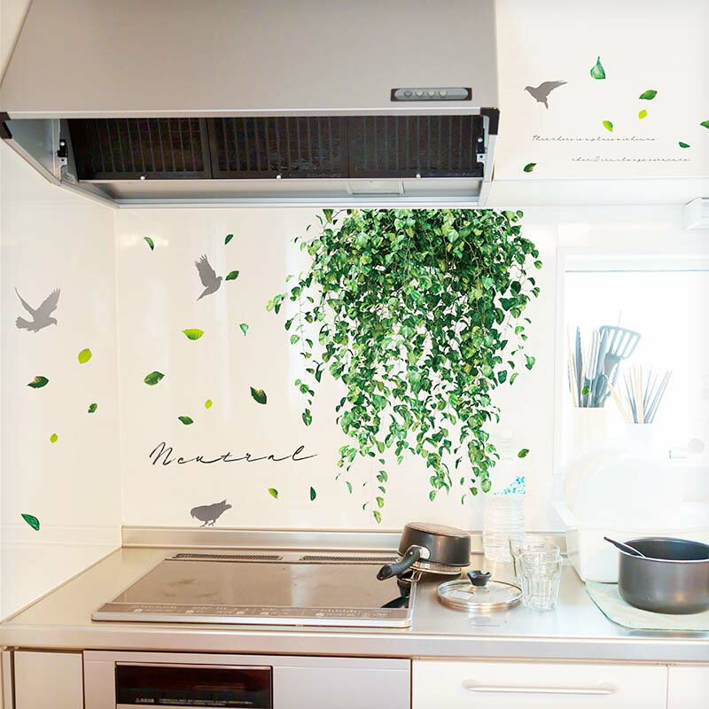 ウォールステッカー 【ニュートラルポイント】 はがせる 壁 シール ステッカー 壁紙 飾りつけ おしゃれ トイレ 玄関 キッチン 北欧 木 葉 草 花 観葉植物 グリーン みどり 緑 植物 フラワー 垂れ下がる草 アイビー 垂れ下がる カーテン 受注印刷
