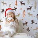 ウォールステッカー クリスマス 北欧テイスト 飾り 【シナモンクリスマス】 はがせる 壁 シール ステッカー 大きい 壁紙 飾りつけ 飾り おしゃれ かわいい もよう 木 オーナメント 受注印刷