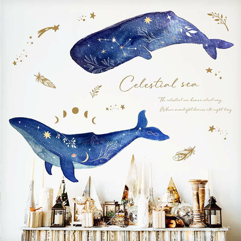 ウォールステッカー 日本製 はがせる 海 くじら 【セレスティアルシー】 壁 シール ステッカー 壁紙 大..