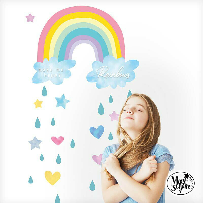 ウォールステッカー はがせる 虹 レインボー 【虹色マジック】 壁 シール ステッカー 壁紙 大きい 飾り 飾りつけ おしゃれ 北欧 植物 花 動物 身長計 子...
