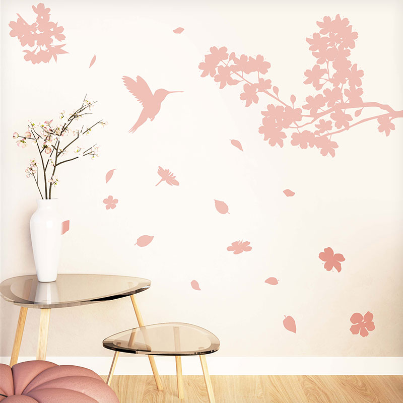 ウォールステッカー はがせる さくら 桜 【チェリーブロッサム】 壁 シール ステッカー 壁紙 大きい 飾り 飾りつけ おしゃれ 誕生日 動物 身長計 鳥 猫 北欧 植物 木 観葉植物 花 子供部屋 子供 トイレ サイン 文字 英字 花 フラワー ワンカラー ピンク 大人っぽい 受注印刷