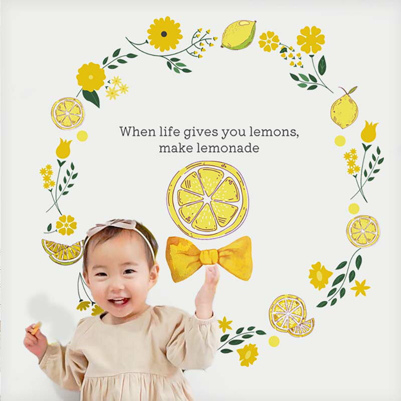 ウォールステッカー 飾り レモン 【レモンリース】 はがせる 壁 シール ステッカー 大きい 壁紙 飾りつ..