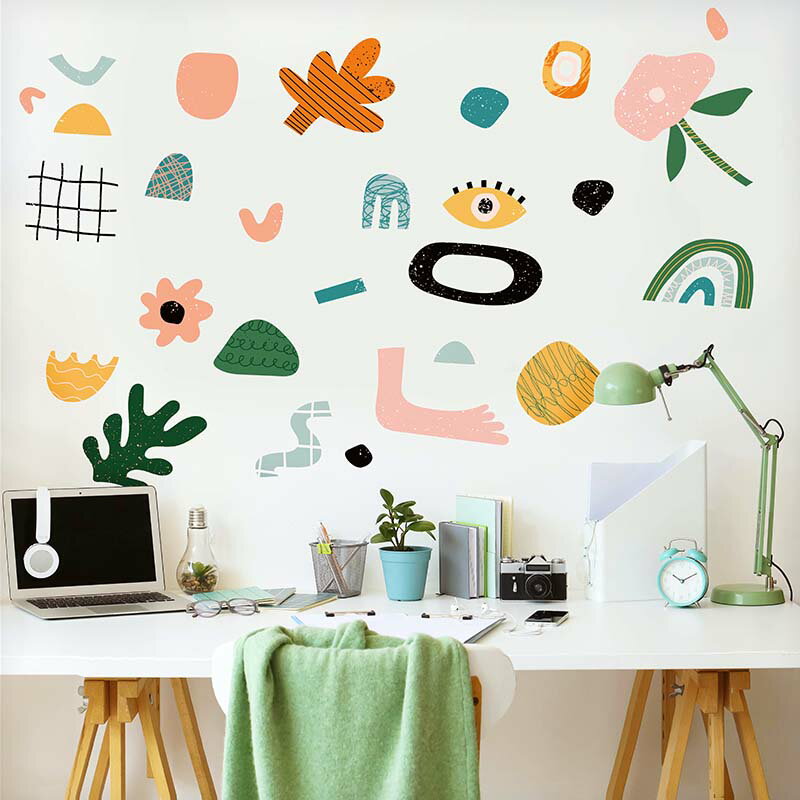 ウォールステッカー 【ストレンジドリーム】 はがせる 壁 シール ステッカー 壁紙 飾りつけ おしゃれ 北欧 植物 木 葉 草 観葉植物 アート ポップ モノトーン コラージュ 韓国 韓国風 韓国風インテリア 受注印刷