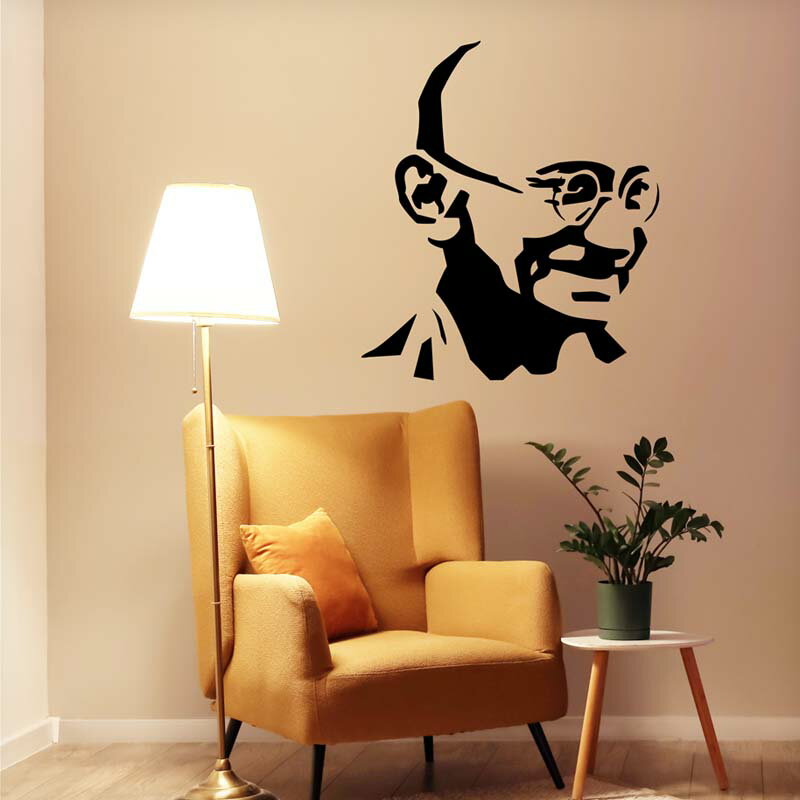 ウォールステッカー 【ガンジー】 大きい サイズ はがせる 壁 シール ステッカー 大きい 壁紙 飾りつけ 飾り おしゃれ 北欧 植物 木 葉 草 観葉植物 かっこいい ブラック 黒 偉人 シルエット ポスター メンズ ガンジー マハトマガンジー 受注印刷