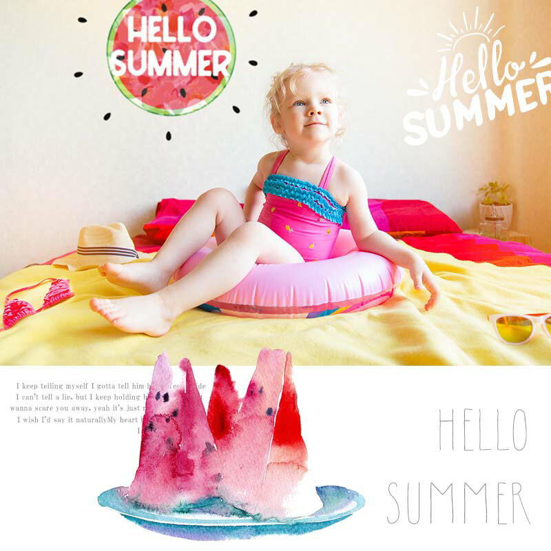 ウォールステッカー スイカ すいか 夏 【Hello Sunmer】 はがせる 壁 シール ステ...