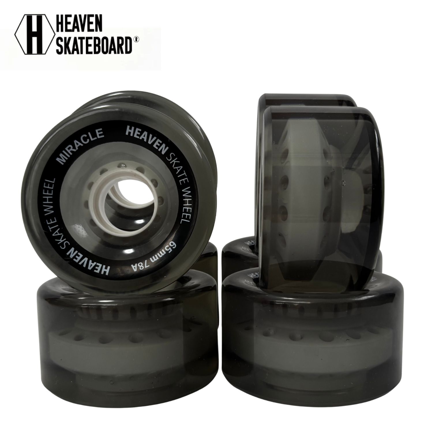 Rakuten - HEAVEN LONG SKATE WHEEL MIRACLE65×36mm 78A横幅小さめ ロングスケート用ウィール　クリアブラック　78A1台分（4個セット）サーフスケート用ウィール,クルーザー用ウィール,ロンスケウィール